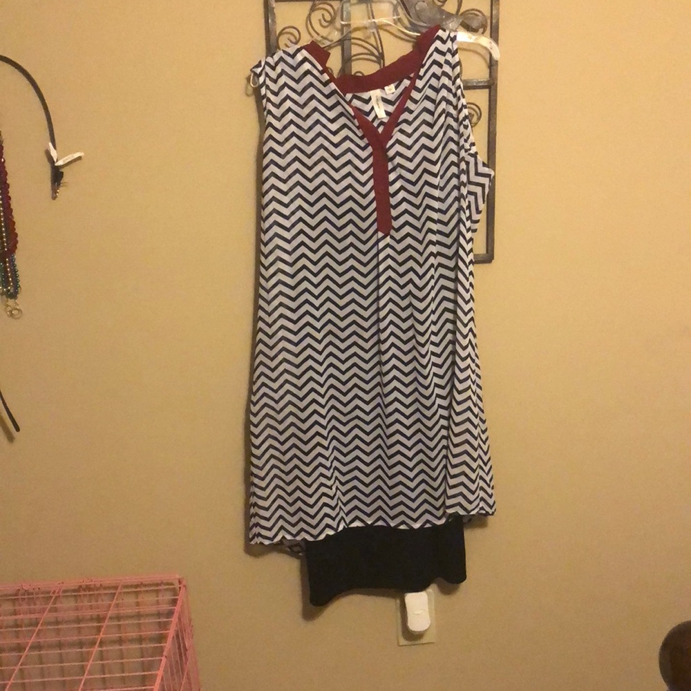 Chevron dress with adjustable built in slip